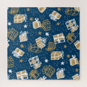 Winter Holiday Gift Boxes Pattern Jigsaw Puzzle