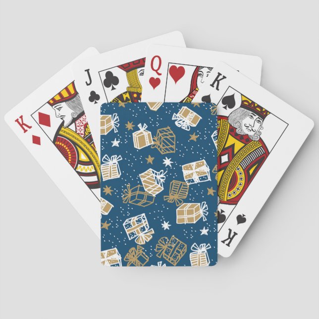 Winter Holiday Gift Boxes Pattern Playing Cards (Back)