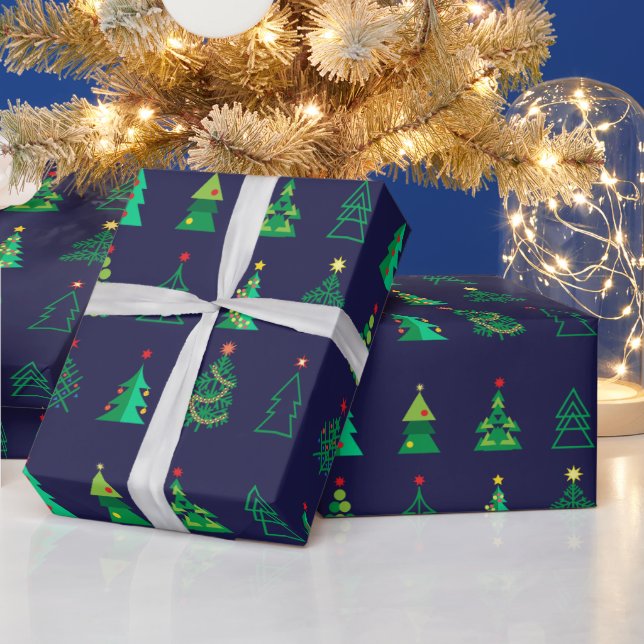 Winter Holiday Gifts Decoration Christmas Fir Tree Wrapping Paper (Holidays)