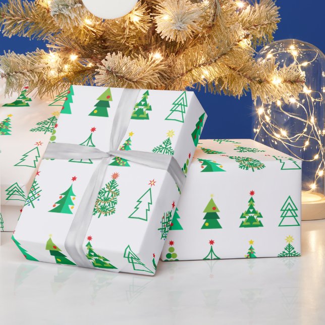 Winter Holiday Gifts Decoration Christmas Fir Tree Wrapping Paper (Holidays)