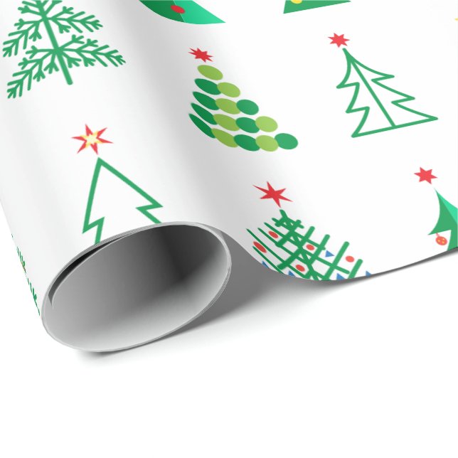 Winter Holiday Gifts Decoration Christmas Fir Tree Wrapping Paper (Roll Corner)