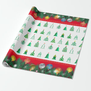 Winter Holiday Gifts Decoration Christmas Fir Tree Wrapping Paper