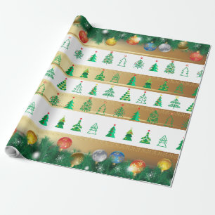 Winter Holiday Gifts Decoration Christmas Fir Tree Wrapping Paper