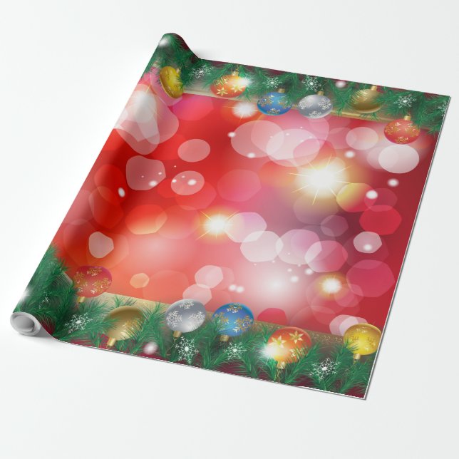 Winter Holiday Gifts Decoration Christmas Fir Tree Wrapping Paper (Unrolled)