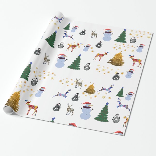 Winter Holiday Glossy Wrapping Paper, 30 in x 6 ft Paper (Unrolled)