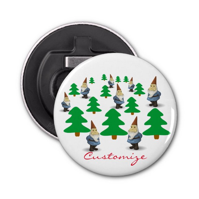 Winter Holiday Gnomes Christmas Trees Thunder_ Bottle Opener (Front)
