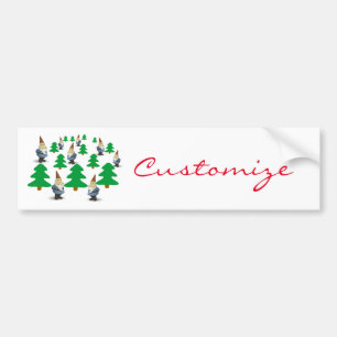 Winter Holiday Gnomes Christmas Trees Thunder_Cove Bumper Sticker