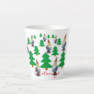 Winter Holiday Gnomes Christmas Trees Thunder_Cove Latte Mug