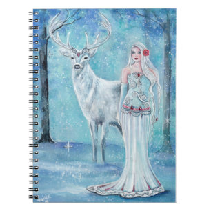 Winter Holiday goddess with deer journal by Renee