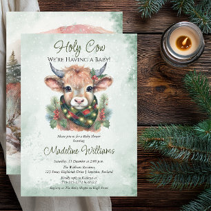 Winter Holiday Highland Holy Cow Baby Shower Invitation