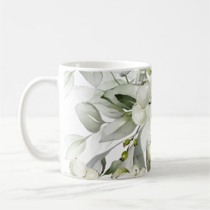 Winter holiday holly branches green pattern  coffee mug