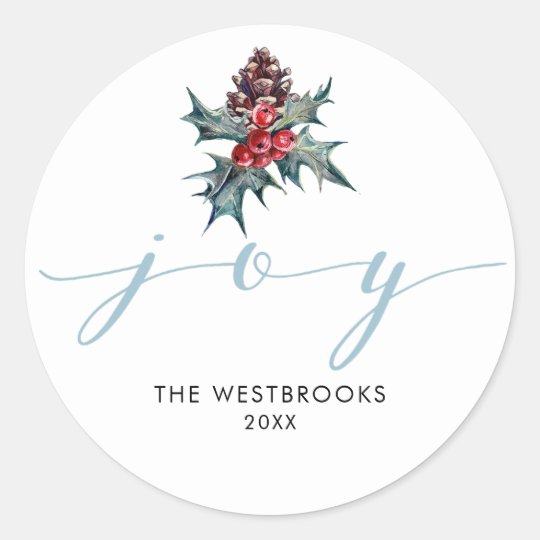 Winter Holiday Joyful Classic Round Sticker