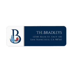 Winter Holiday   Letter B Monogram Address Label Return Address Label