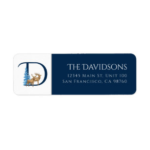 Winter Holiday Letter D Monogram Address Label Return Address Label