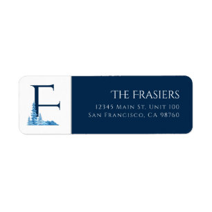 Winter Holiday Letter F Monogram Address Label Return Address Label