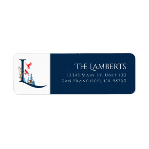 Winter Holiday Letter L Monogram Address Label Return Address Label