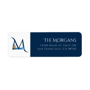 Winter Holiday Letter M Monogram Address Label Return Address Label