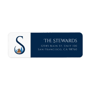 Winter Holiday   Letter S Monogram Address Label Return Address Label