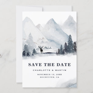 Winter Holiday Mountain Buck Wedding Save The Date