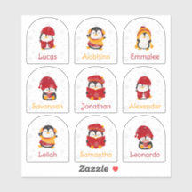 Winter Holiday Name Stickers