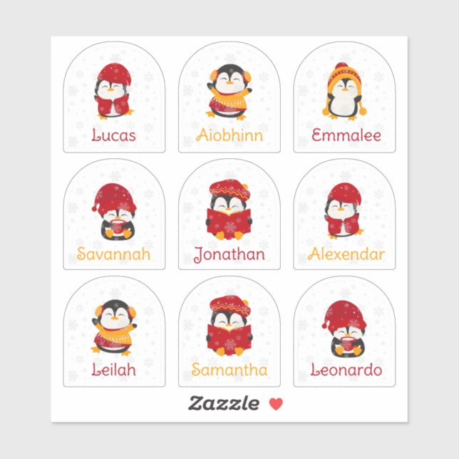 Winter Holiday Name Stickers (Sheet)