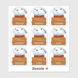 Winter Holiday Name Stickers