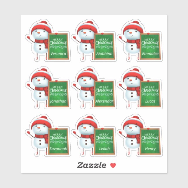 Winter Holiday Name Stickers (Sheet)