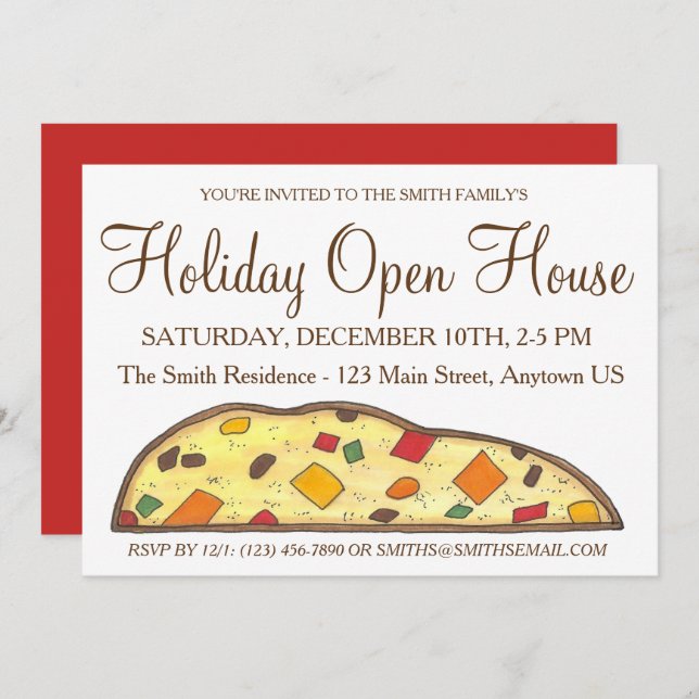 Winter Holiday Open House Christmas Biscotti Invitation (Front/Back)