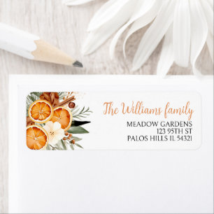 Winter holiday oranges Christmas return address Return Address Label