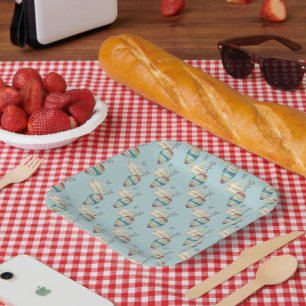 Winter Holiday Ornament Pattern Serving Tray Paper Plate