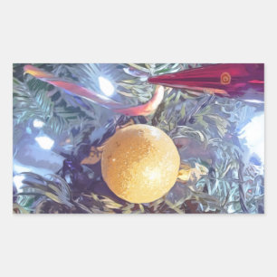 Winter Holiday Ornaments Rectangular Sticker