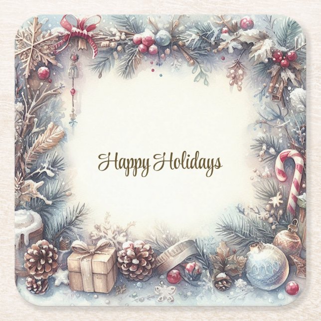 Winter Holiday Paper Coaster (Front)