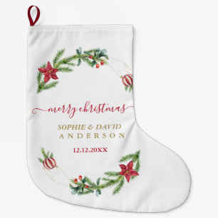 Winter Holiday Pine Cones Christmas Balls Wedding  Large Christmas Stocking