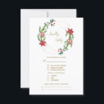 Winter Holiday Pine Cones Christmas Balls Wedding  RSVP Card<br><div class="desc">Elegant and unique design featuring gorgeous watercolour pine branches,  berries,  Christmas balls,  gold hands arrangement as a winter holidays wreath on a white background. Use Personalise tool to add your info. For more ideas,  please visit my Gold Hands Holidays Collection.</div>
