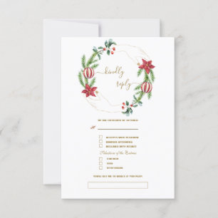 Winter Holiday Pine Cones Christmas Balls Wedding  RSVP Card