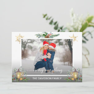 Winter Holiday Pine Cones Light Merry Christmas  Card