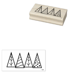 Winter Holiday Pine Trees Wood Art Stamp