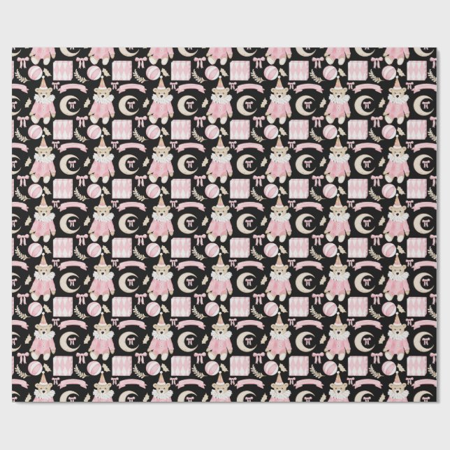 Winter holiday Pink bears kids pattern Wrapping Paper (Flat)