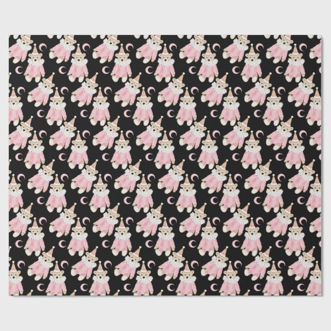 Winter holiday Pink bears kids pattern Wrapping Paper (Flat)