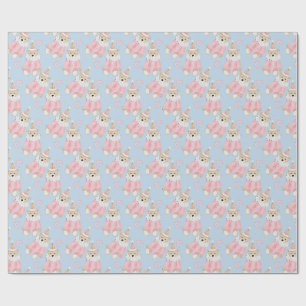 Winter holiday Pink bears kids pattern Wrapping Paper