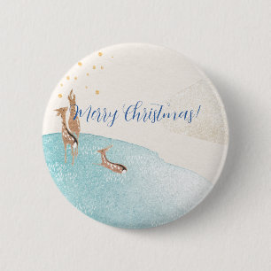 Winter Holiday Reindeer 6 Cm Round Badge