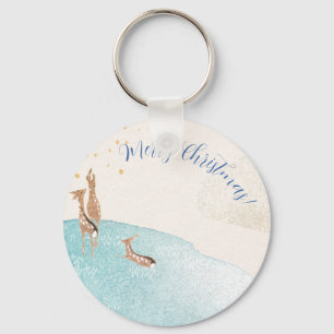 Winter Holiday Reindeer Key Ring