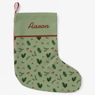 winter holiday sage small christmas stocking