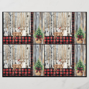 Winter Holiday Scenery Cardinal and Deer Paper 