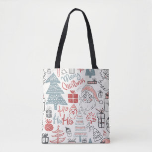 Winter holiday seamless pattern with doodle hand d tote bag