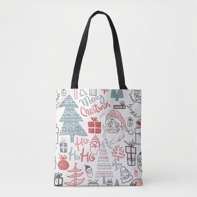 Winter holiday seamless pattern with doodle hand d tote bag (Front)