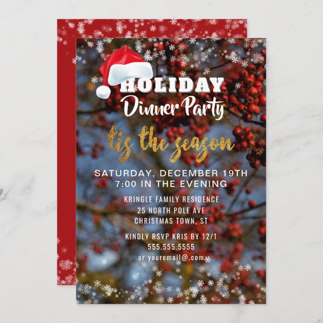 Winter Holiday Season Dinner Party Invitation (Front/Back)