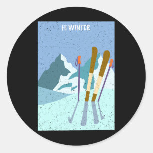 Winter Holiday Ski Christmas X-mas Skiing Skier 1 Classic Round Sticker