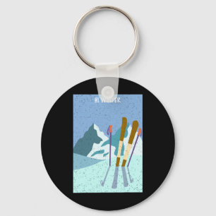 Winter Holiday Ski Christmas X-mas Skiing Skier 1  Key Ring