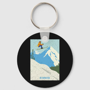 Winter Holiday Ski Christmas X-mas Skiing Skier  Key Ring